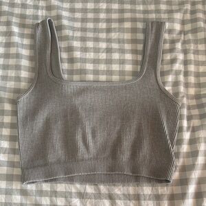 Ambiance Light Gray Ribbed Crop Tank